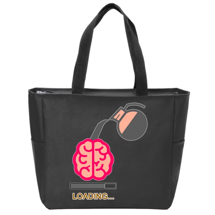 Coffee Loading Brain Zip Tote Bag