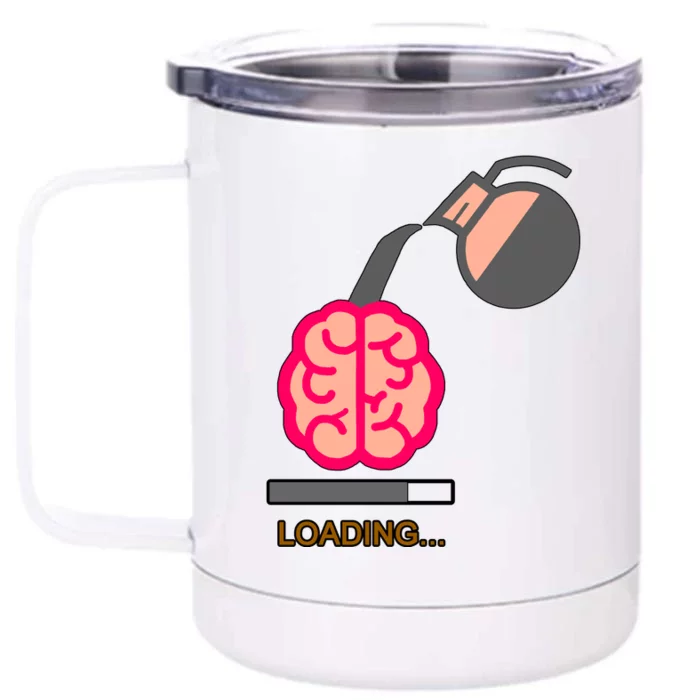 Coffee Loading Brain Front & Back 12oz Stainless Steel Tumbler Cup