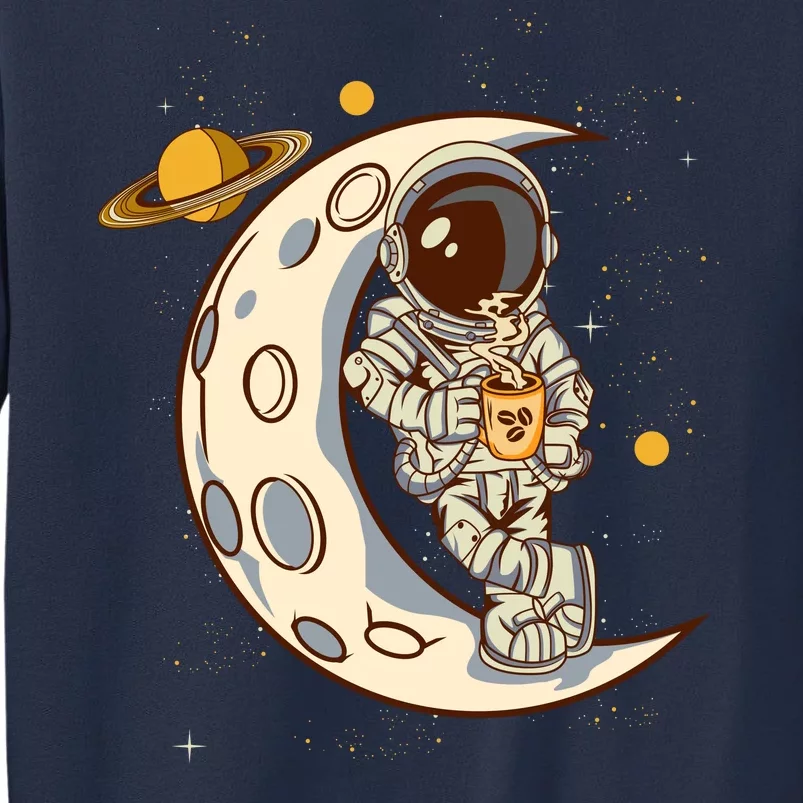 Coffee Loving Space Astronaut Moon Crest Sweatshirt