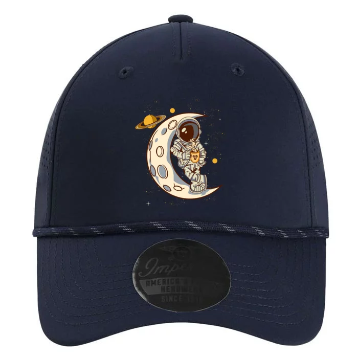 Coffee Loving Space Astronaut Moon Crest Performance The Dyno Cap