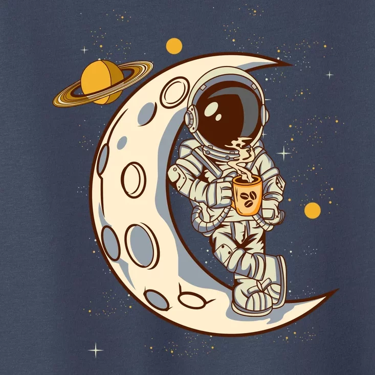 Coffee Loving Space Astronaut Moon Crest Toddler T-Shirt