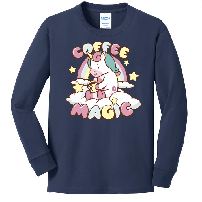 Coffee Magic Unicorn Kids Long Sleeve Shirt