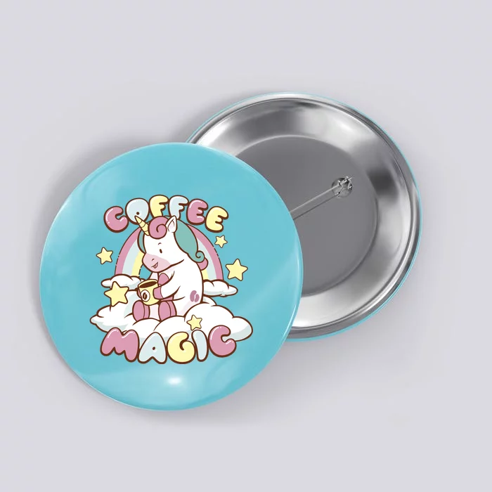 Coffee Magic Unicorn Button