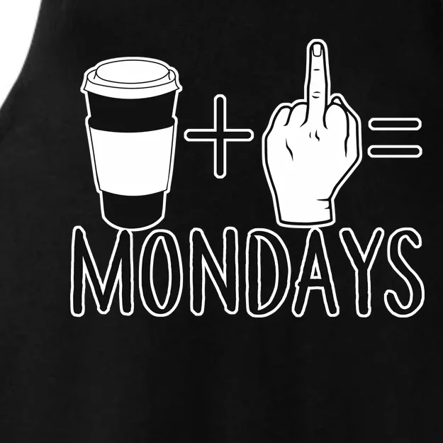 Coffee Plus Middle Finger Equals Monday Ladies Tri-Blend Wicking Tank