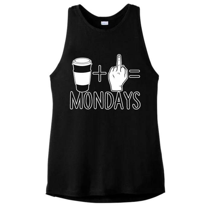 Coffee Plus Middle Finger Equals Monday Ladies Tri-Blend Wicking Tank