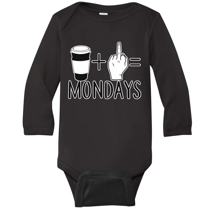 Coffee Plus Middle Finger Equals Monday Baby Long Sleeve Bodysuit