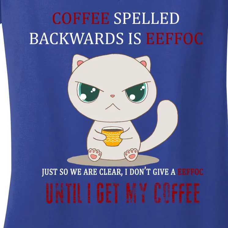 Coffee Spelled Backwards EEFOC Women's V-Neck T-Shirt