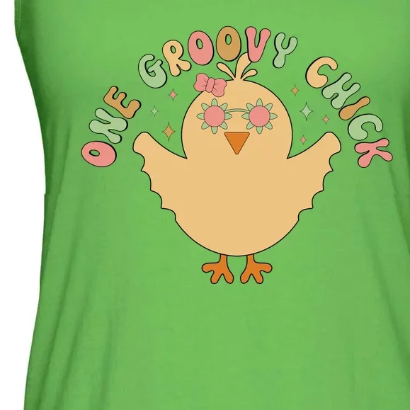 Cute One Groovy Chick Easter Day Ladies Essential Flowy Tank