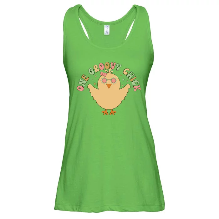 Cute One Groovy Chick Easter Day Ladies Essential Flowy Tank