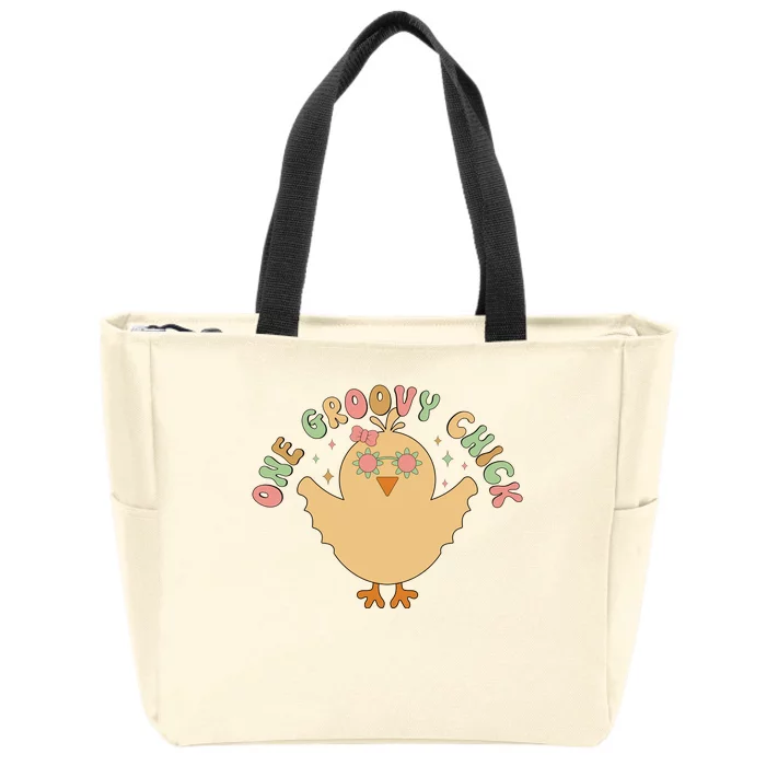 Cute One Groovy Chick Easter Day Zip Tote Bag