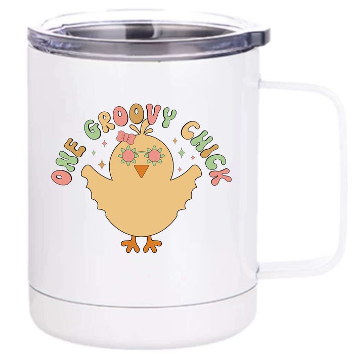 Cute One Groovy Chick Easter Day Front & Back 12oz Stainless Steel Tumbler Cup