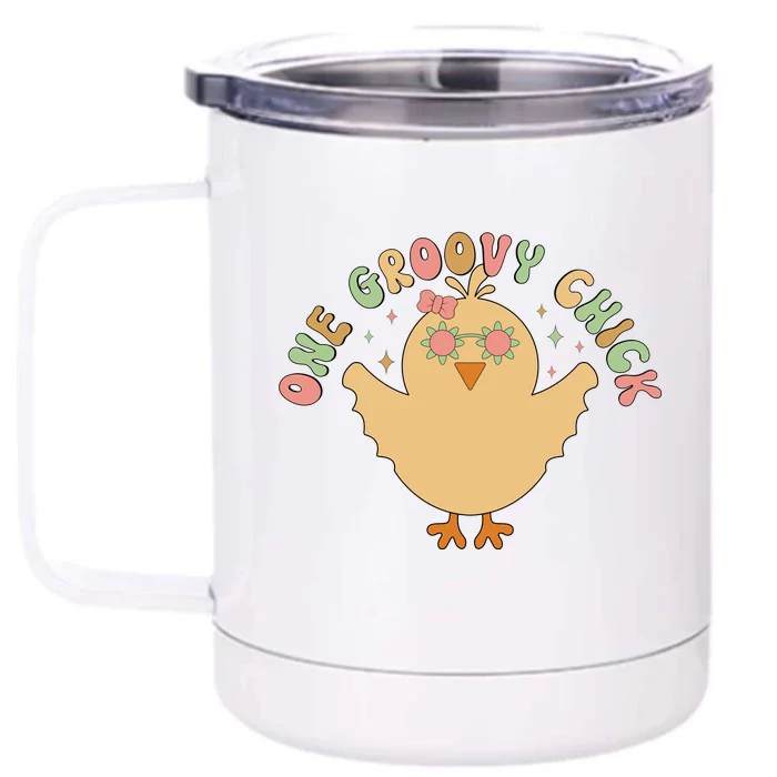 Cute One Groovy Chick Easter Day Front & Back 12oz Stainless Steel Tumbler Cup