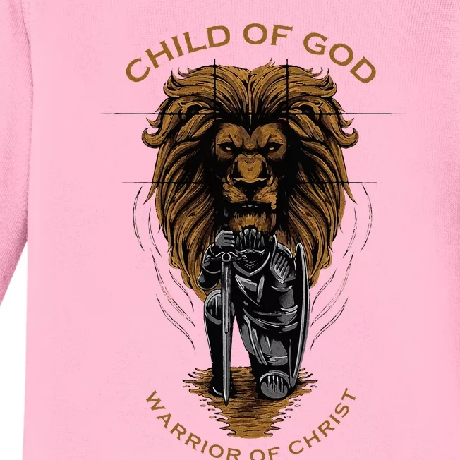 Child Of God Warrior Of Christ Jesus Christian Faith Graphic Baby Long Sleeve Bodysuit