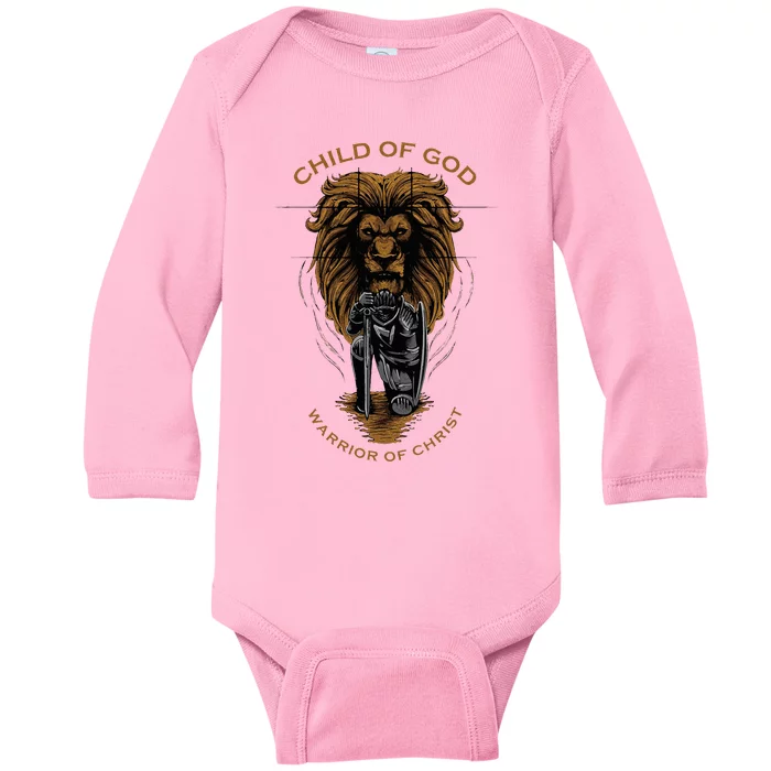 Child Of God Warrior Of Christ Jesus Christian Faith Graphic Baby Long Sleeve Bodysuit