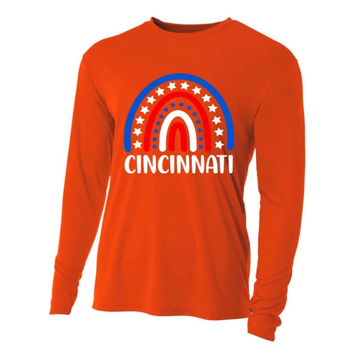 Cincinnati Ohio Gift I Love Cincinnati Usa Gift Cooling Performance Long Sleeve Crew