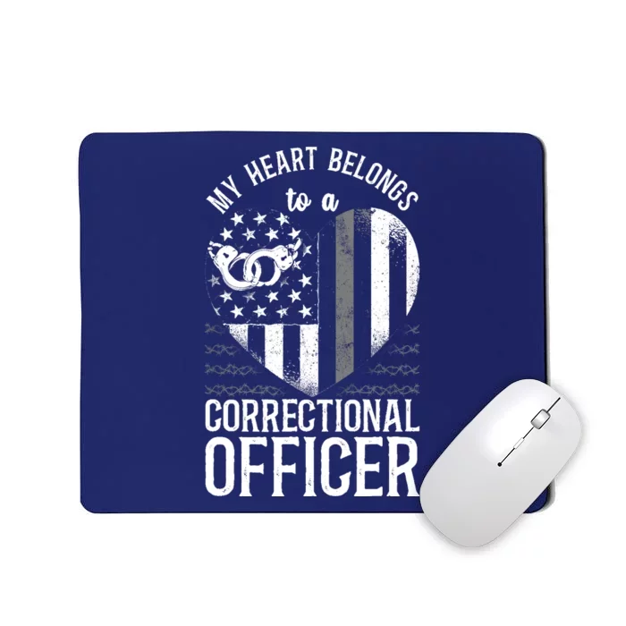 Correctional Officer Girlfriend Wife Heart American Flag Mousepad