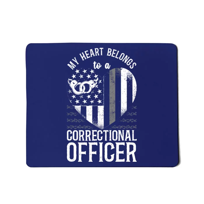 Correctional Officer Girlfriend Wife Heart American Flag Mousepad