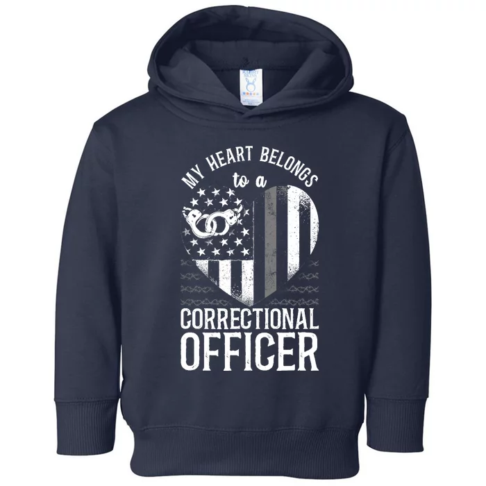 Correctional Officer Girlfriend Wife Heart American Flag Toddler Hoodie