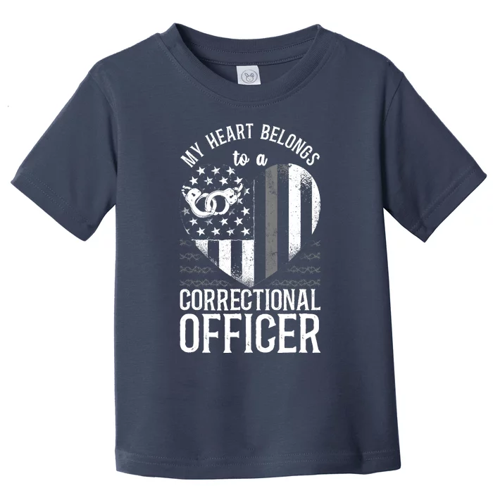 Correctional Officer Girlfriend Wife Heart American Flag Toddler T-Shirt