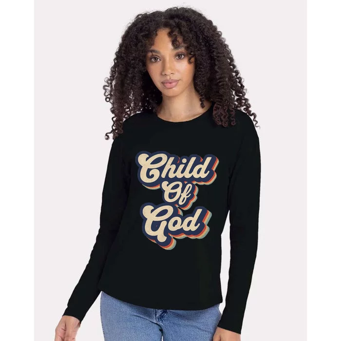 Child Of God Retro Religious Christian Design Womens Cotton Relaxed Long Sleeve T-Shirt