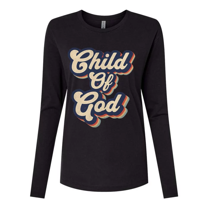 Child Of God Retro Religious Christian Design Womens Cotton Relaxed Long Sleeve T-Shirt