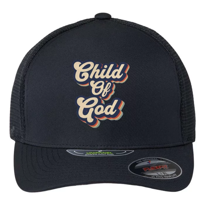 Child Of God Retro Religious Christian Design Flexfit Unipanel Trucker Cap