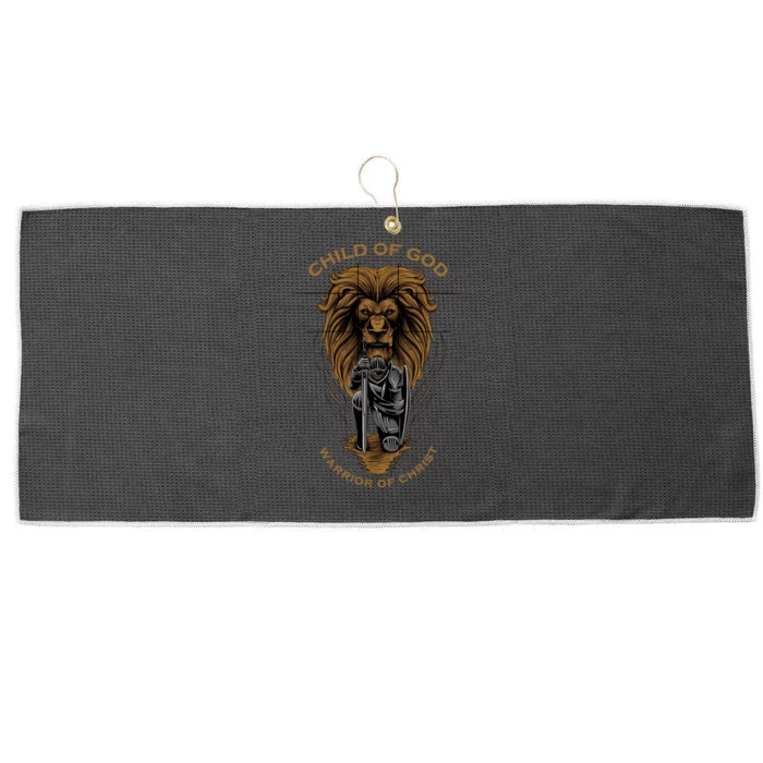 Child Of God Warrior Of Christ Jesus Christian Faith Graphic Large Microfiber Waffle Golf Towel