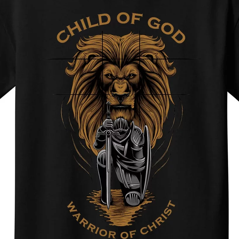 Child Of God Warrior Of Christ Jesus Christian Faith Graphic Kids T-Shirt