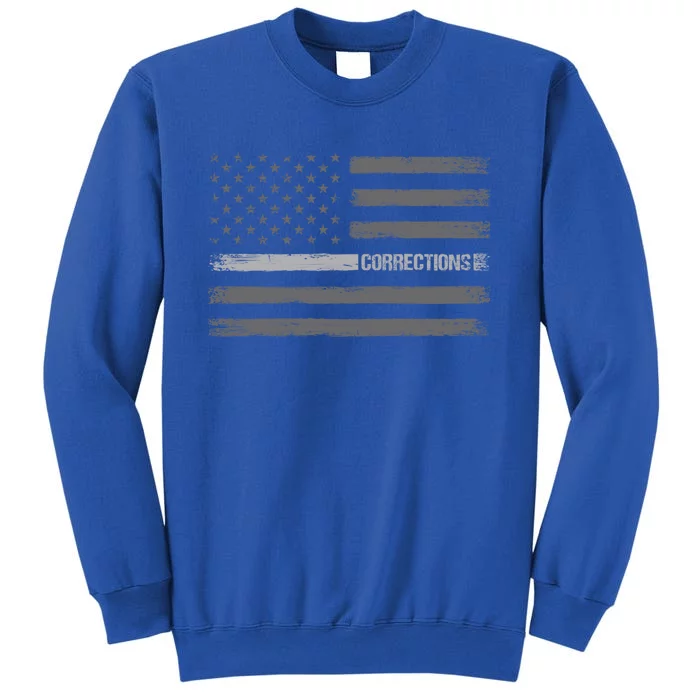 Correctional Officer Gift Meaningful Gift Thin Silver Line American Flag Cute Gi Tall Sweatshirt