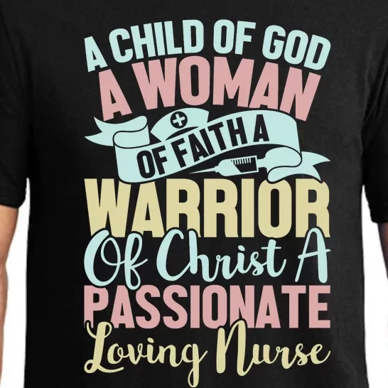 Child Of God Woman Of Faith Passionate Nurse Graphic Pajama Set