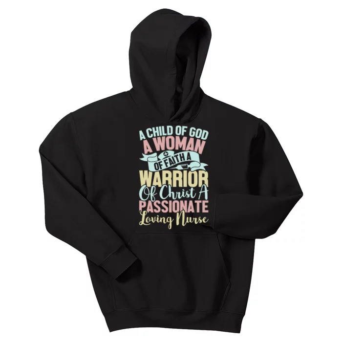 Child Of God Woman Of Faith Passionate Nurse Graphic Kids Hoodie