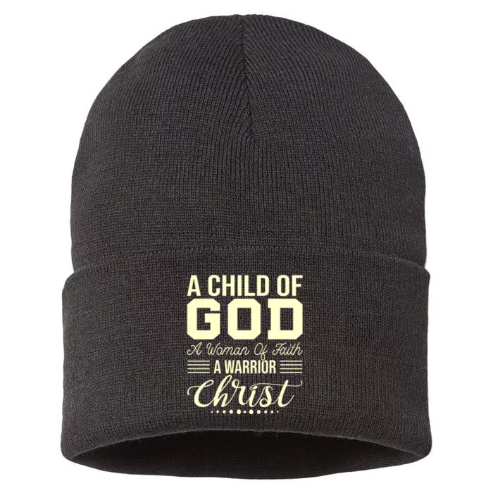 Child Of God Woman Of Faith Warrior Of Christ Sustainable Knit Beanie