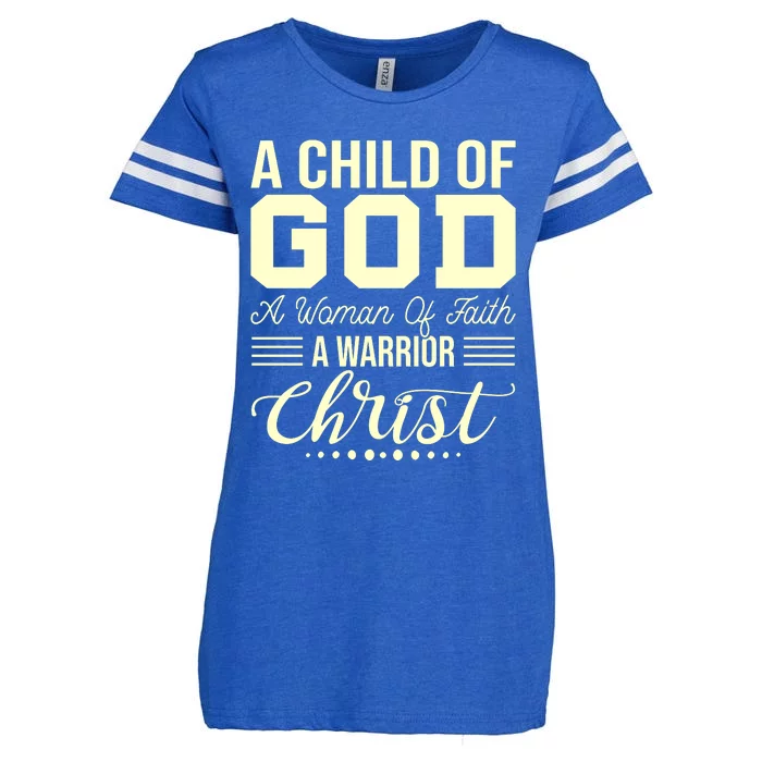 Child Of God Woman Of Faith Warrior Of Christ Enza Ladies Jersey Football T-Shirt