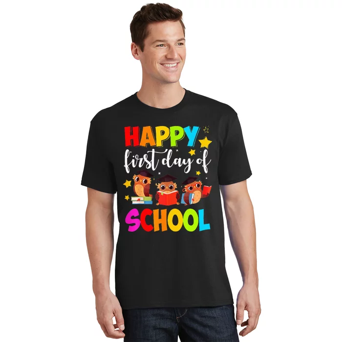 Cute Owls Happy First Day of School Students Parents T-Shirt