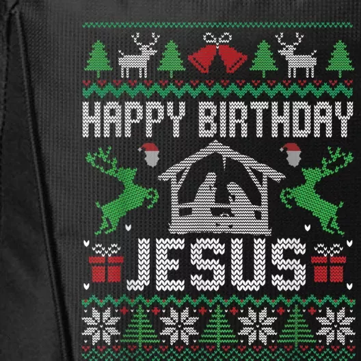 Christmas Outfit Happy Birthday Jesus Holiday Ugly Sweater City Backpack