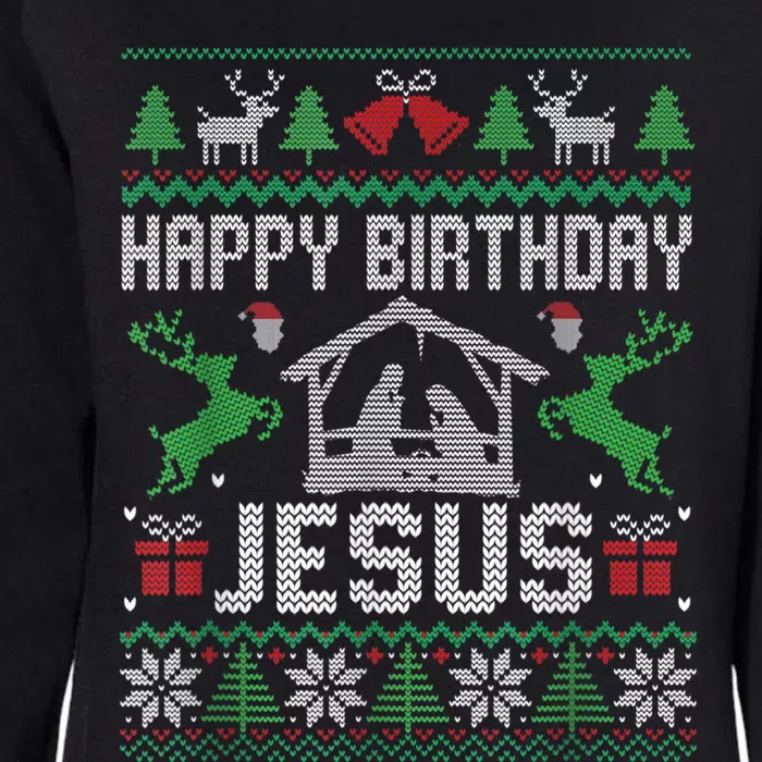 Christmas Outfit Happy Birthday Jesus Holiday Ugly Sweater Womens California Wash Sweatshirt