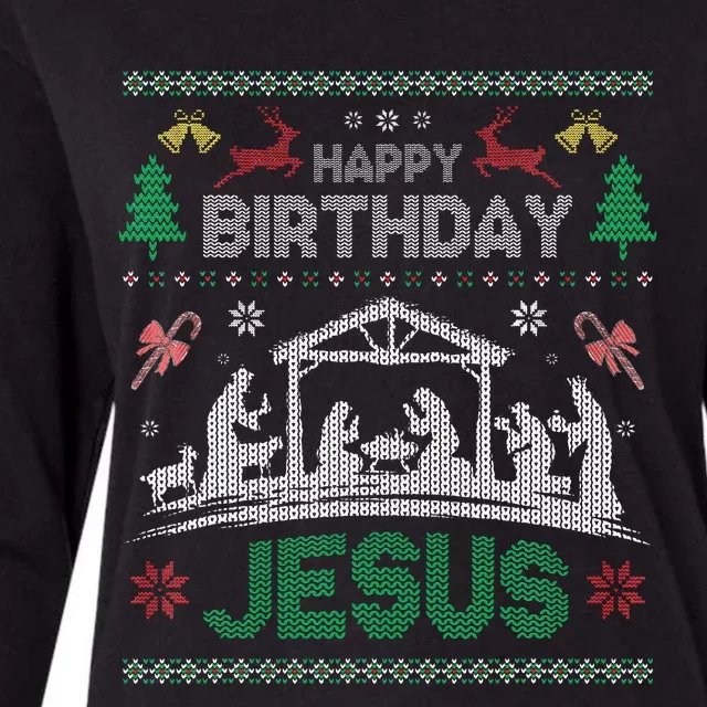 Christmas Outfit Happy Birthday Jesus Holiday Ugly Sweater Womens Cotton Relaxed Long Sleeve T-Shirt