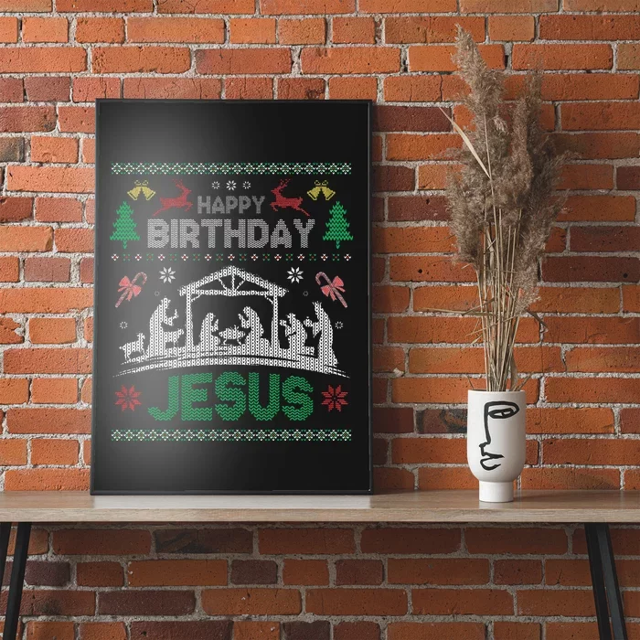 Christmas Outfit Happy Birthday Jesus Holiday Ugly Sweater Poster