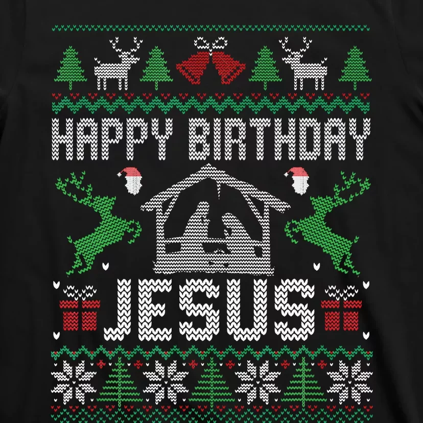 Christmas Outfit Happy Birthday Jesus Holiday Ugly Sweater T-Shirt