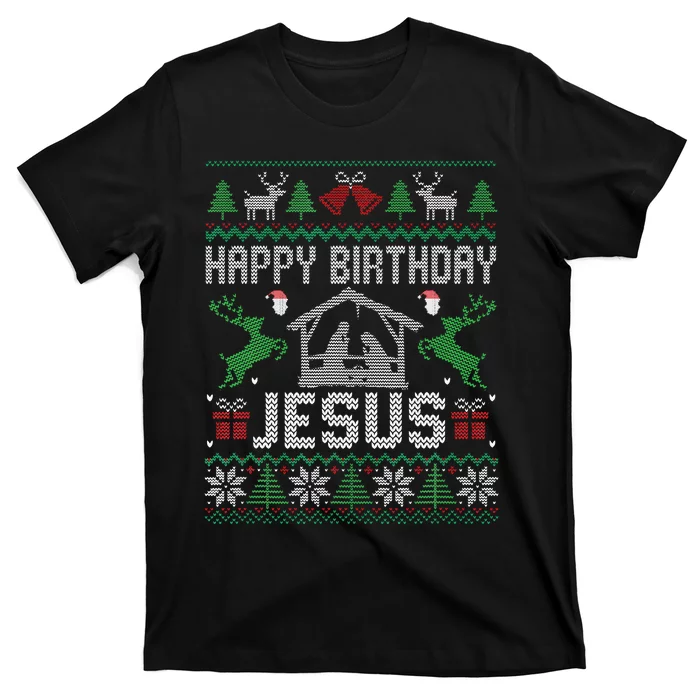 Christmas Outfit Happy Birthday Jesus Holiday Ugly Sweater T-Shirt