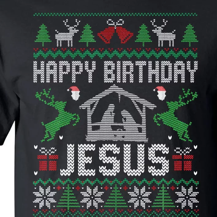 Christmas Outfit Happy Birthday Jesus Holiday Ugly Sweater Tall T-Shirt