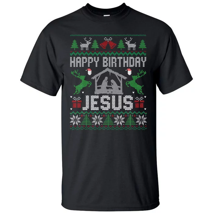 Christmas Outfit Happy Birthday Jesus Holiday Ugly Sweater Tall T-Shirt