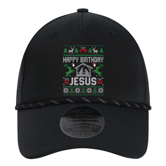 Christmas Outfit Happy Birthday Jesus Holiday Ugly Sweater Performance The Dyno Cap