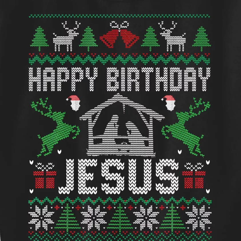 Christmas Outfit Happy Birthday Jesus Holiday Ugly Sweater Kids Sweatshirt