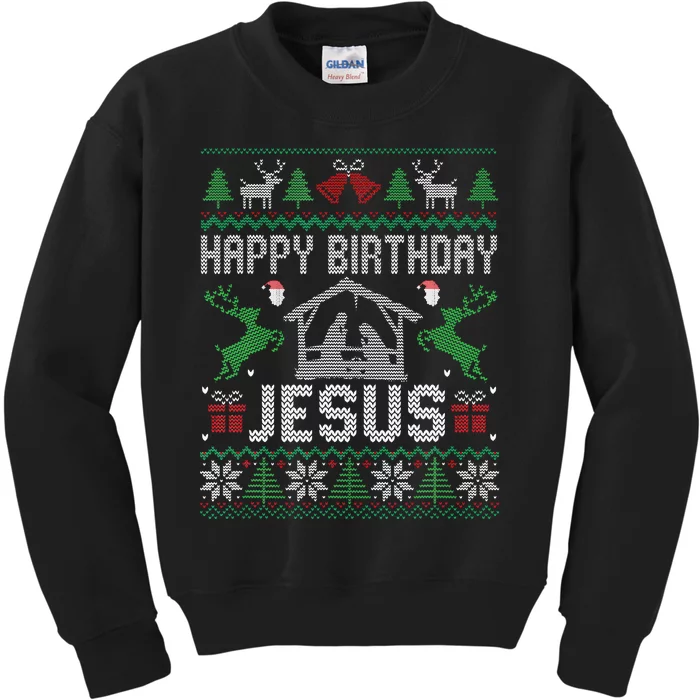 Christmas Outfit Happy Birthday Jesus Holiday Ugly Sweater Kids Sweatshirt