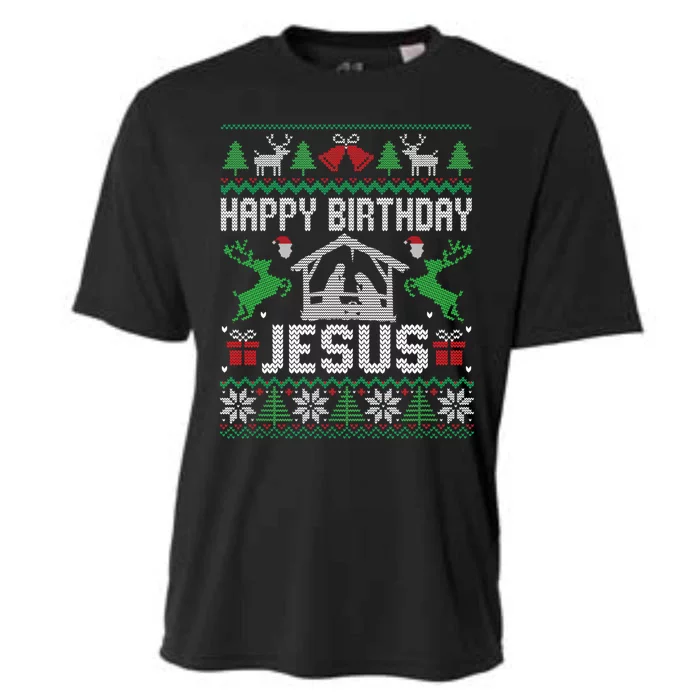 Christmas Outfit Happy Birthday Jesus Holiday Ugly Sweater Gift Cooling Performance Crew T-Shirt