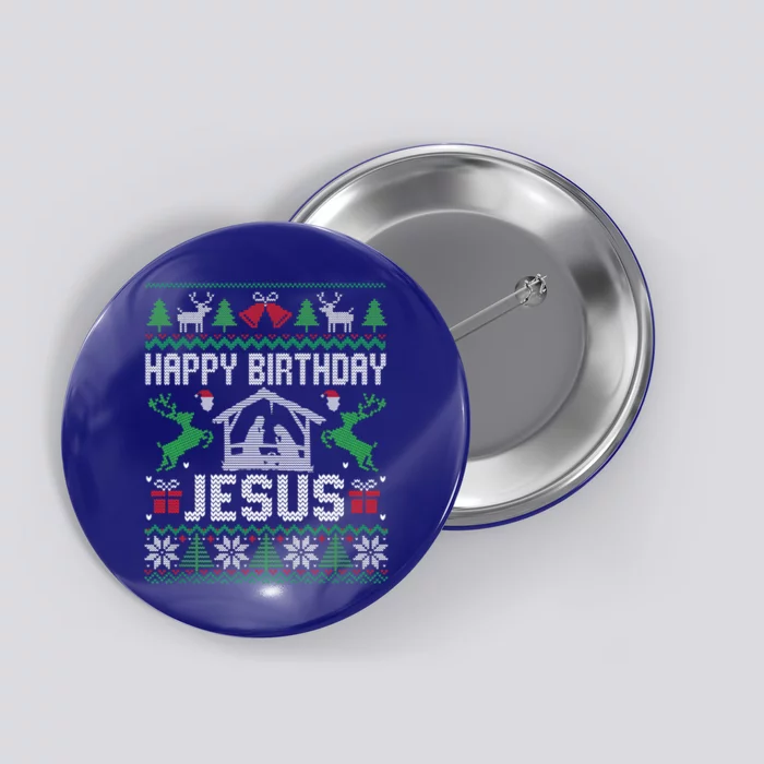 Christmas Outfit Happy Birthday Jesus Holiday Ugly Sweater Gift Button