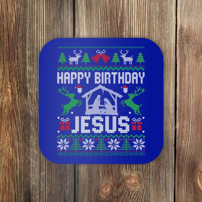 Christmas Outfit Happy Birthday Jesus Holiday Ugly Sweater Gift Coaster