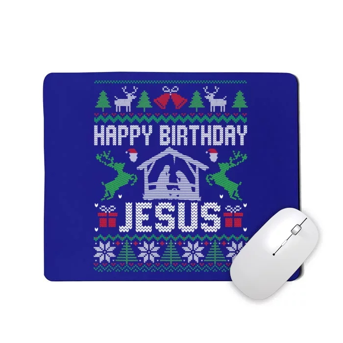 Christmas Outfit Happy Birthday Jesus Holiday Ugly Sweater Gift Mousepad