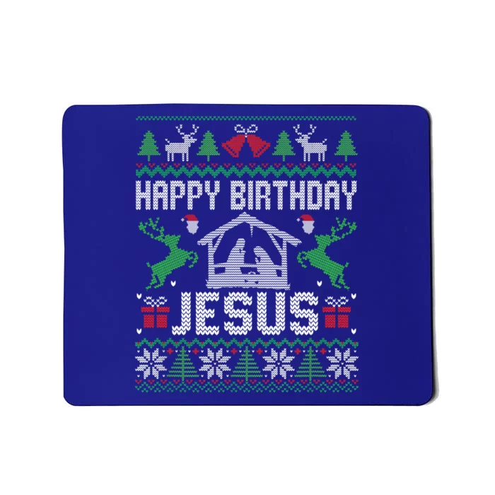 Christmas Outfit Happy Birthday Jesus Holiday Ugly Sweater Gift Mousepad